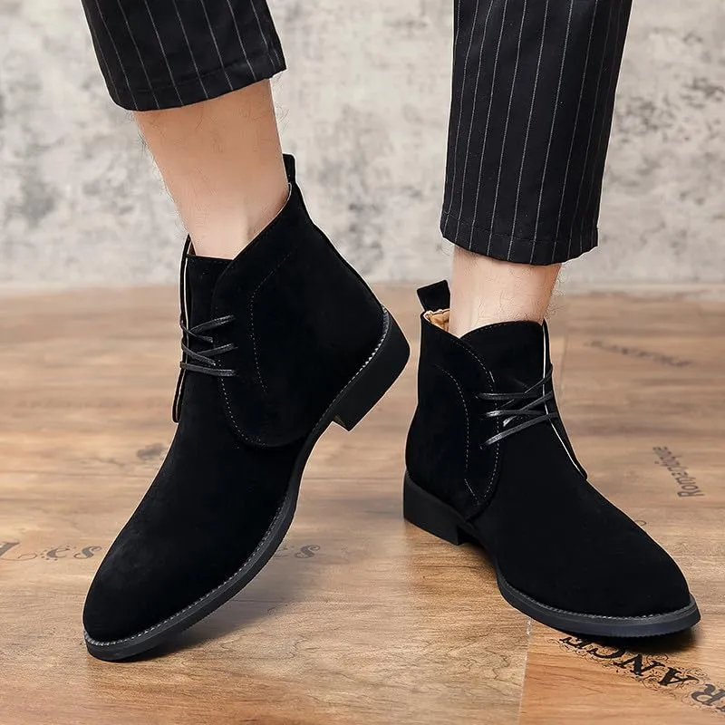 Santimon Men's Suede Leather Lace Up Oxfords Chukka Ankle Boots