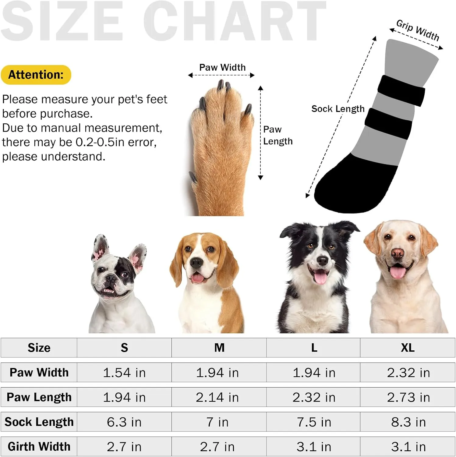 SCENEREAL Anti Slip Dog Socks Boots, Dog Shoes for Hot/Cold Pavement Snow Rain Days, Waterproof Grip Doggy Booties for Hardwood Floor, Winter Paw Protectors for Small Medium Large Senior Old Dogs