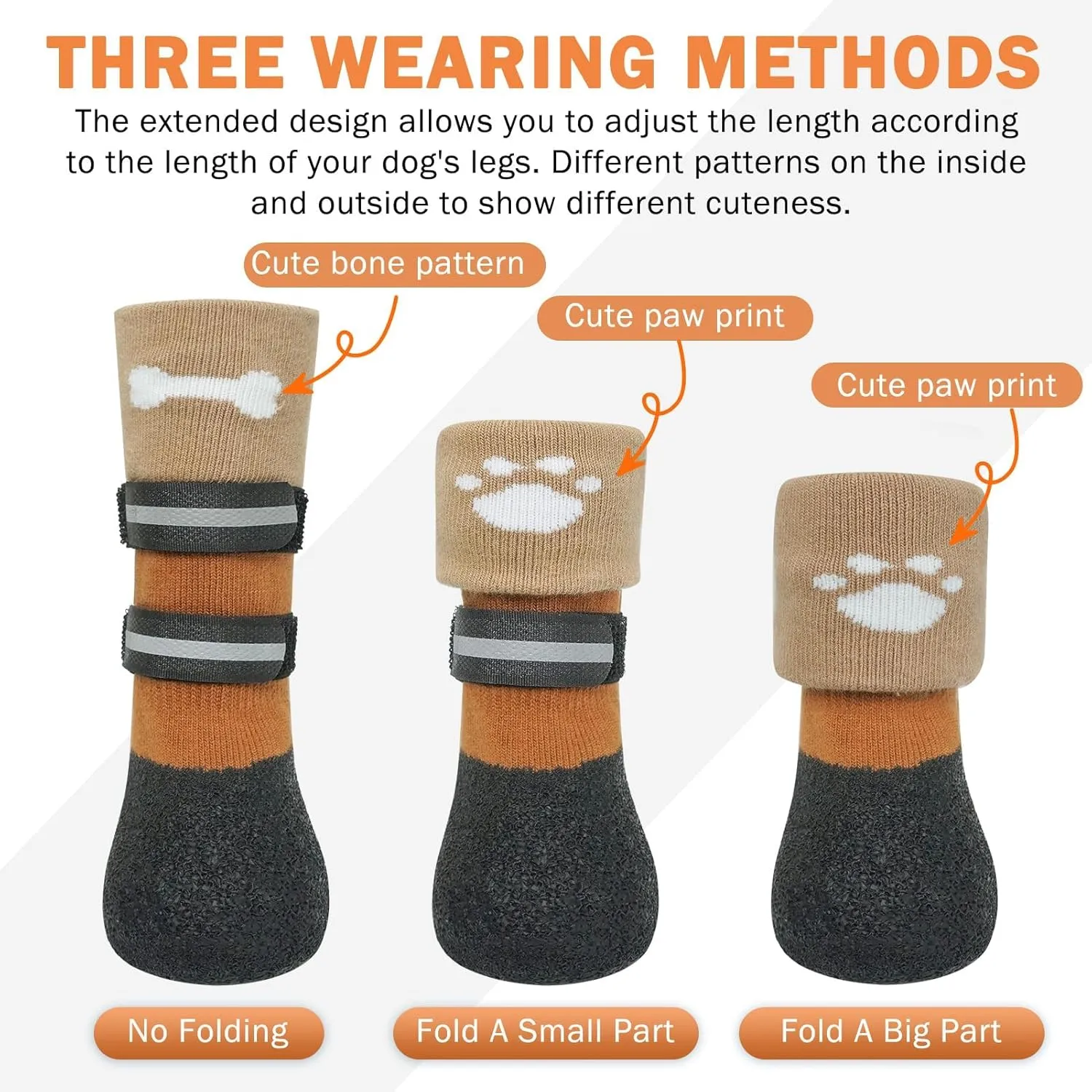 SCENEREAL Anti Slip Dog Socks Boots, Dog Shoes for Hot/Cold Pavement Snow Rain Days, Waterproof Grip Doggy Booties for Hardwood Floor, Winter Paw Protectors for Small Medium Large Senior Old Dogs