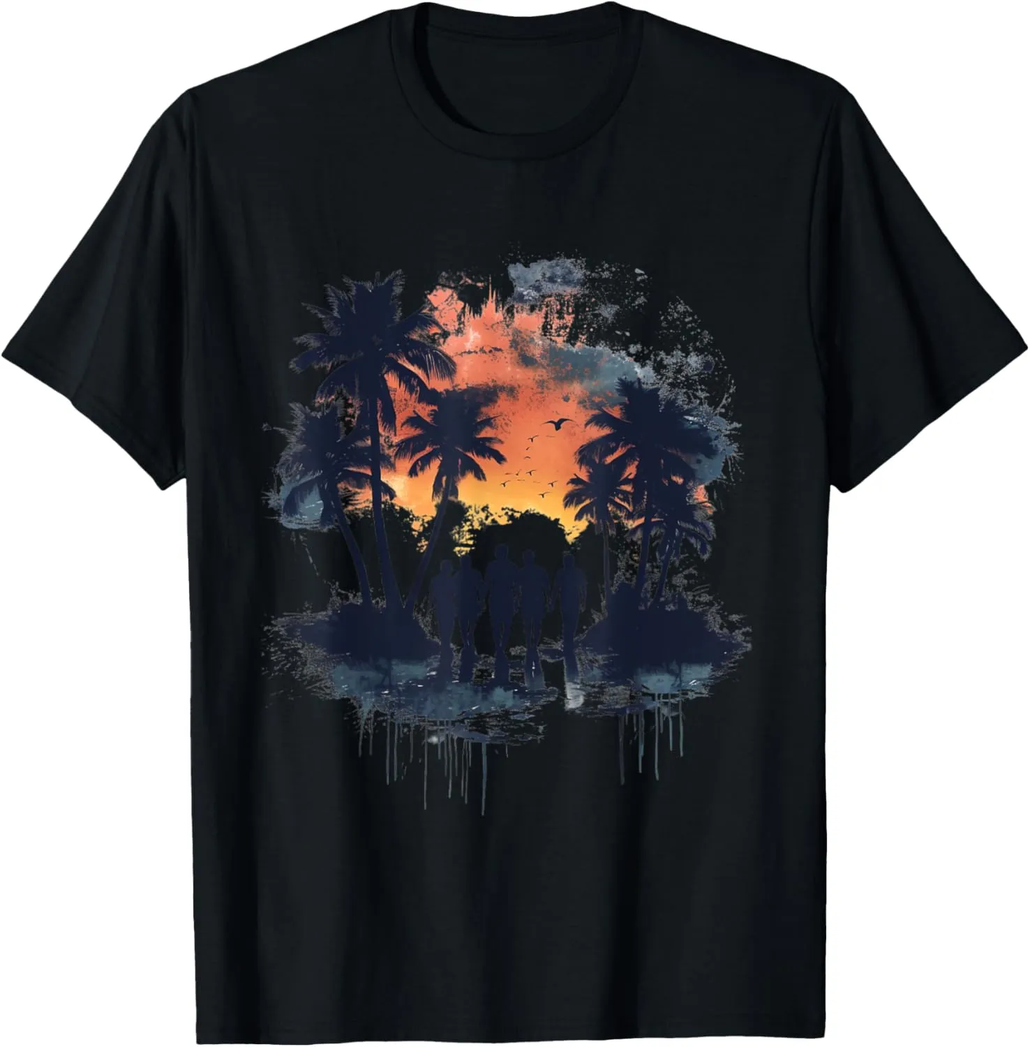 Seaside Sunset Stroll Printed Beach T-Shirt
