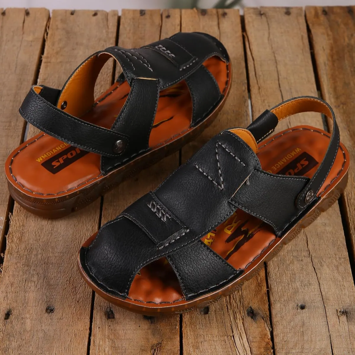 Shaire Men's Casual Sandals Slippers Beach Sandals Men's Closed Toe Fisherman Sandals