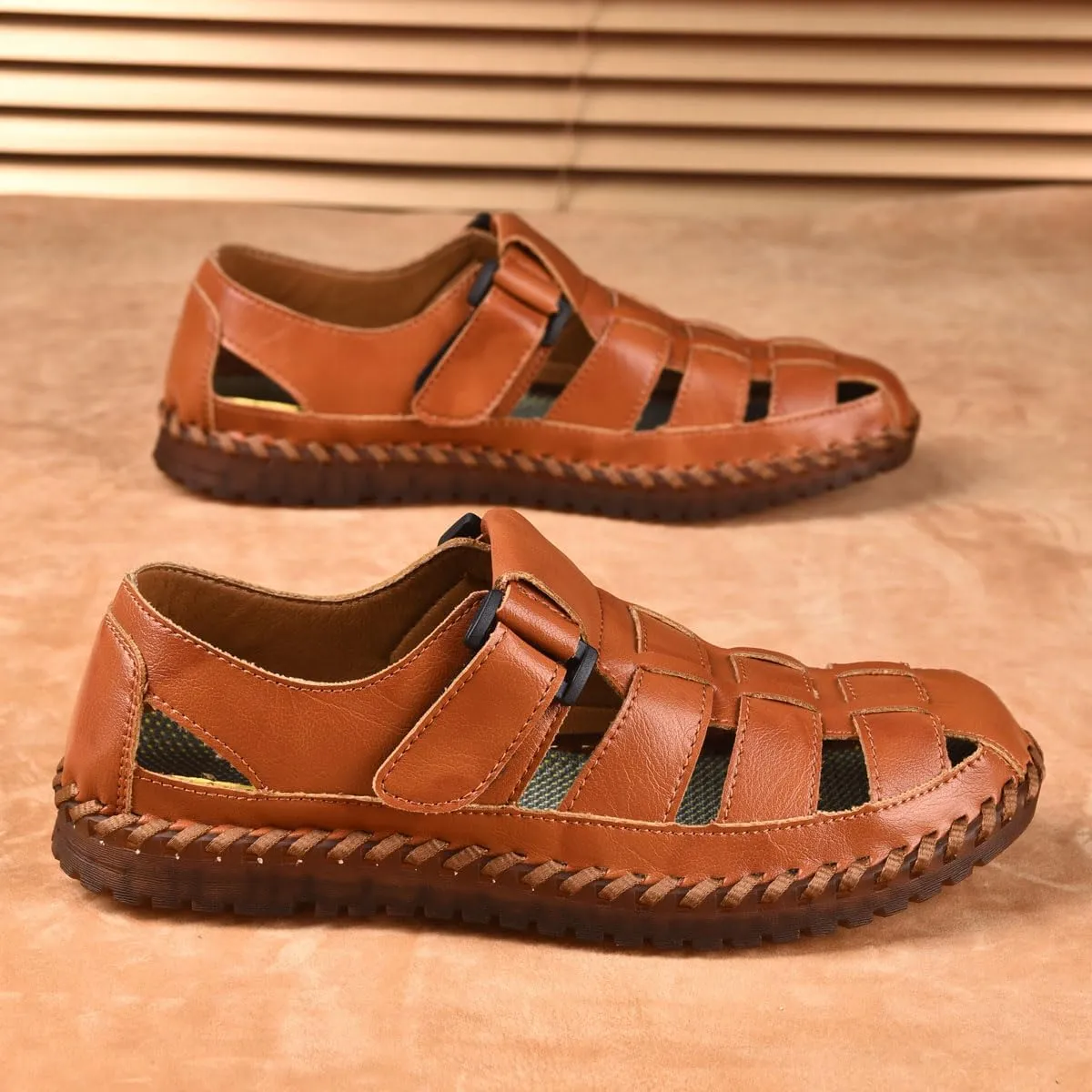 Shaire Men's Casual Sandals Slippers Beach Sandals Men's Closed Toe Fisherman Sandals