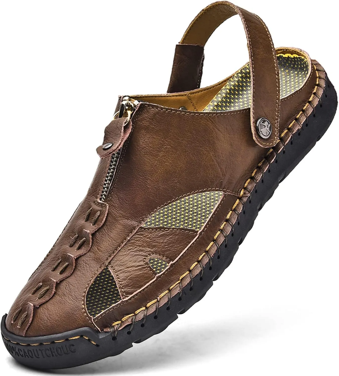 Shaire Men'S Sandals Outdoor Leather Closed Toe Beach Shoes
