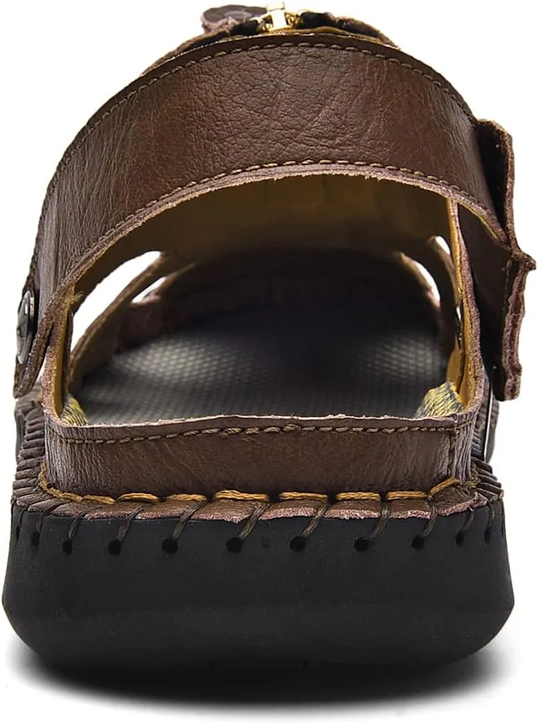 Shaire Men'S Sandals Outdoor Leather Closed Toe Beach Shoes