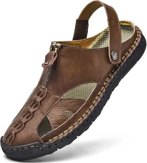 Shaire Men'S Sandals Outdoor Leather Closed Toe Beach Shoes
