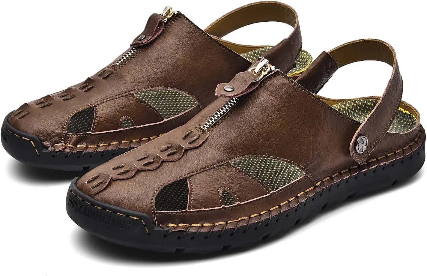 Shaire Men'S Sandals Outdoor Leather Closed Toe Beach Shoes