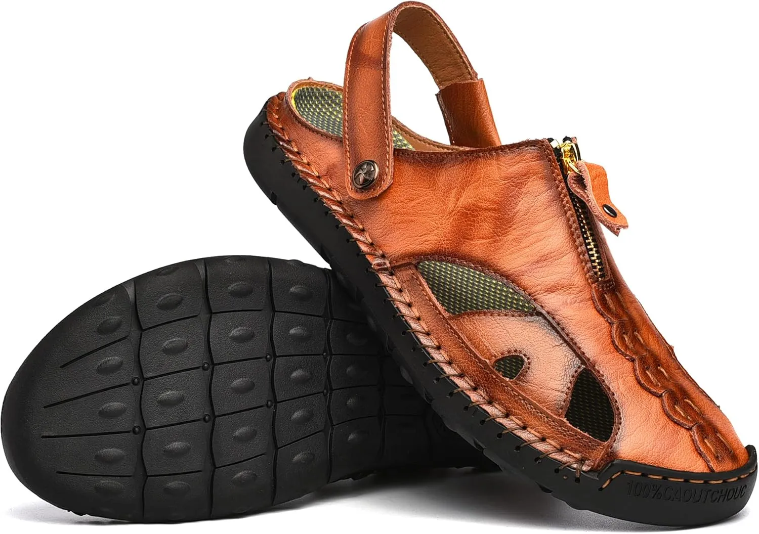 Shaire Men'S Sandals Outdoor Leather Closed Toe Beach Shoes