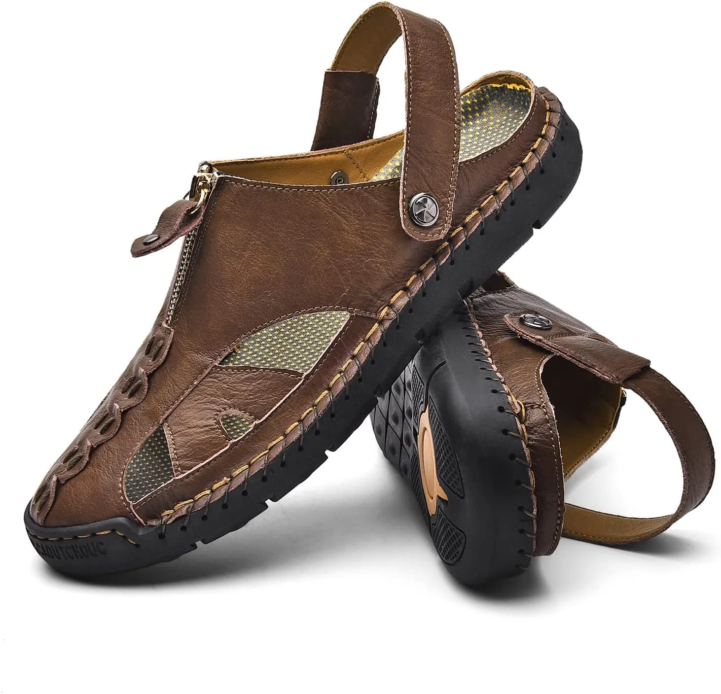 Shaire Men'S Sandals Outdoor Leather Closed Toe Beach Shoes