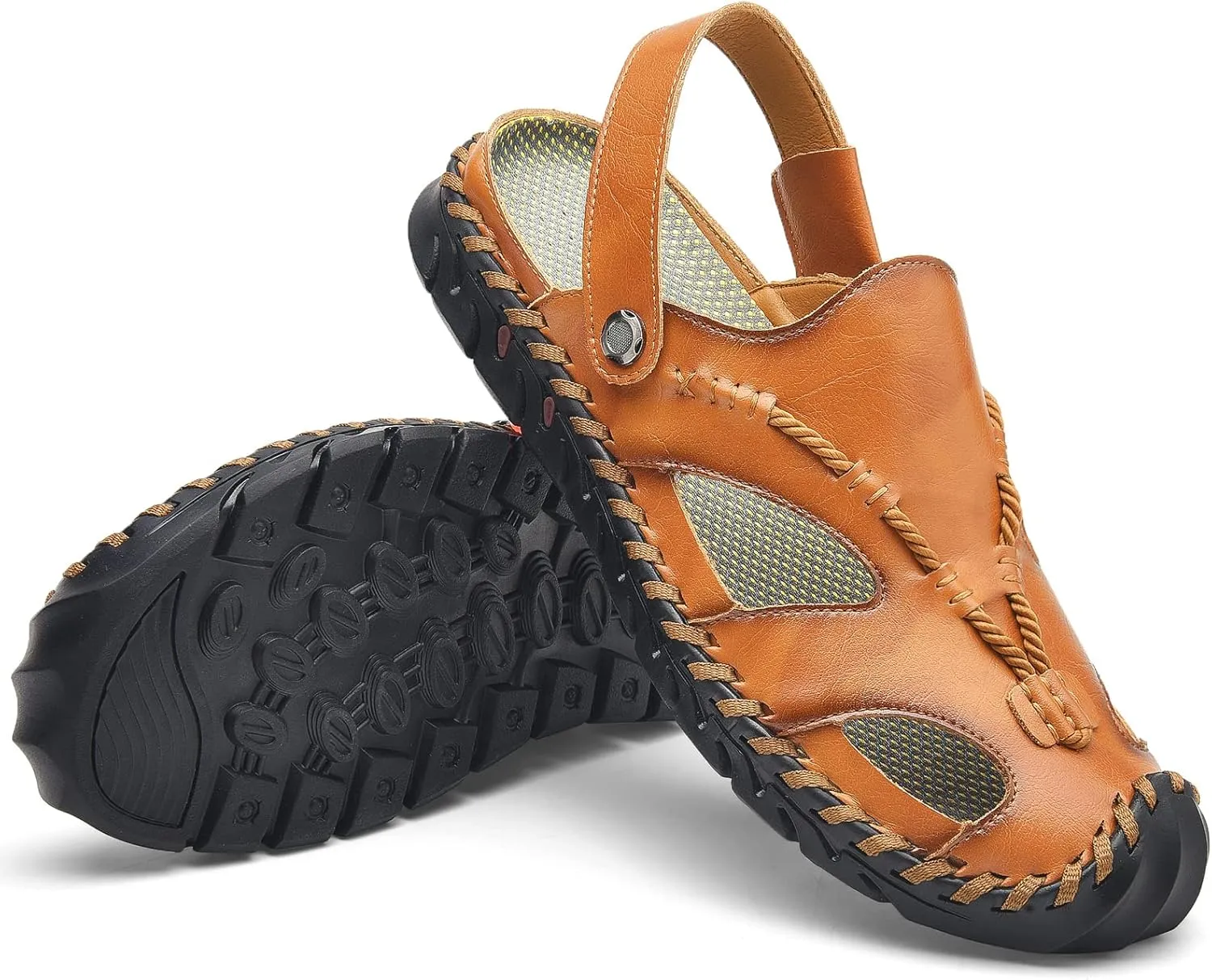 Shaire Men'S Sandals Outdoor Leather Closed Toe Beach Shoes