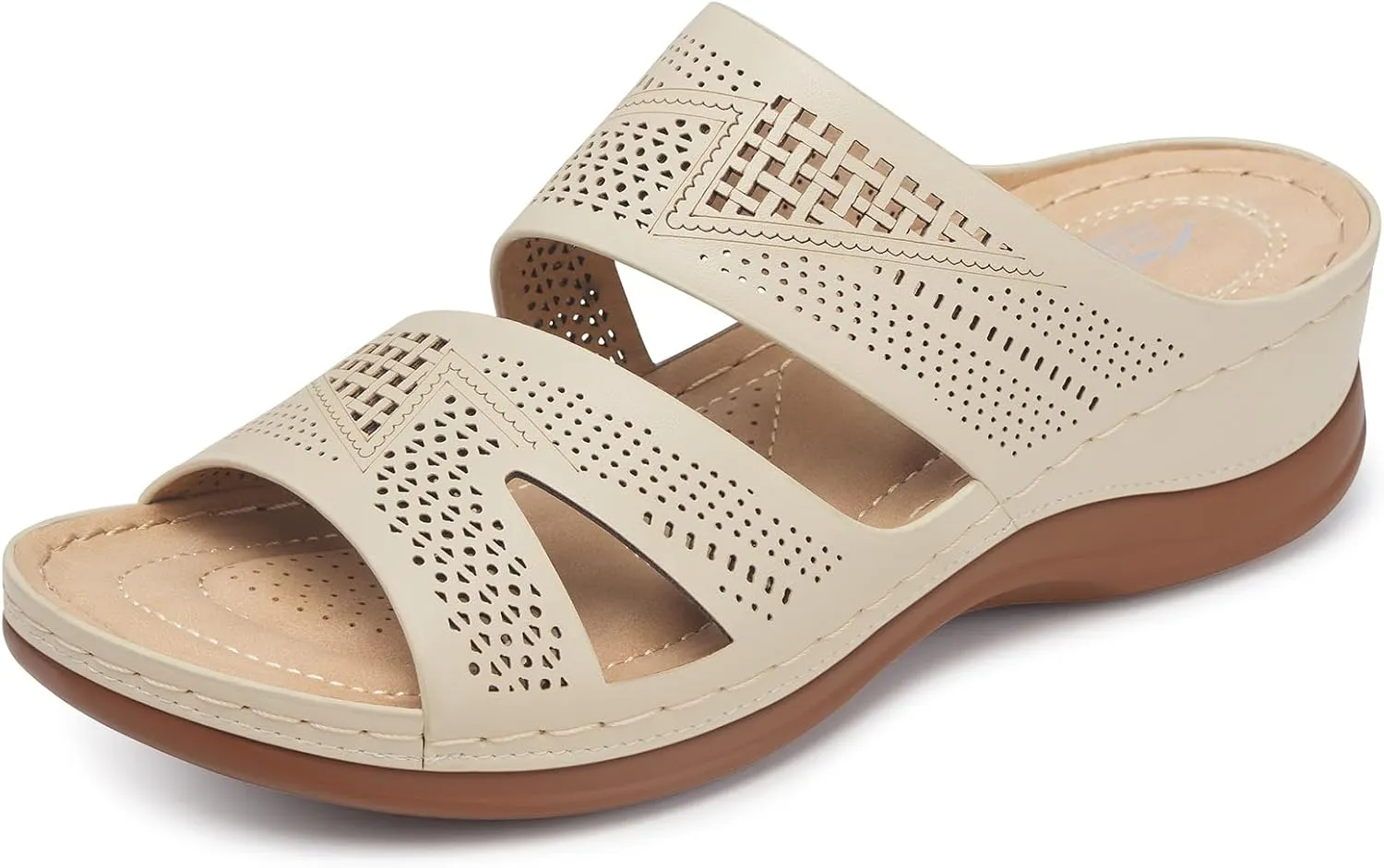 SHIBEVER Wedge Sandals for Women Dressy: Summer Walking Sandals Woman Comfortable - Slip On Casual Open Toe Hollow Out Low Wedge Shoes