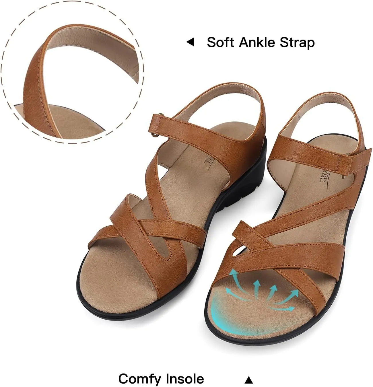 SHIBEVER Wedge Sandals for Women Dressy: Womens Sandals Comfortable - Summer Open Toe Casual Walking Low Wedges