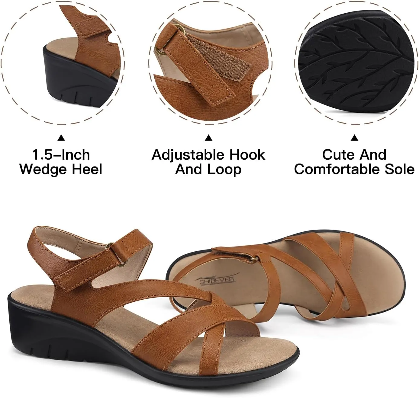 SHIBEVER Wedge Sandals for Women Dressy: Womens Sandals Comfortable - Summer Open Toe Casual Walking Low Wedges