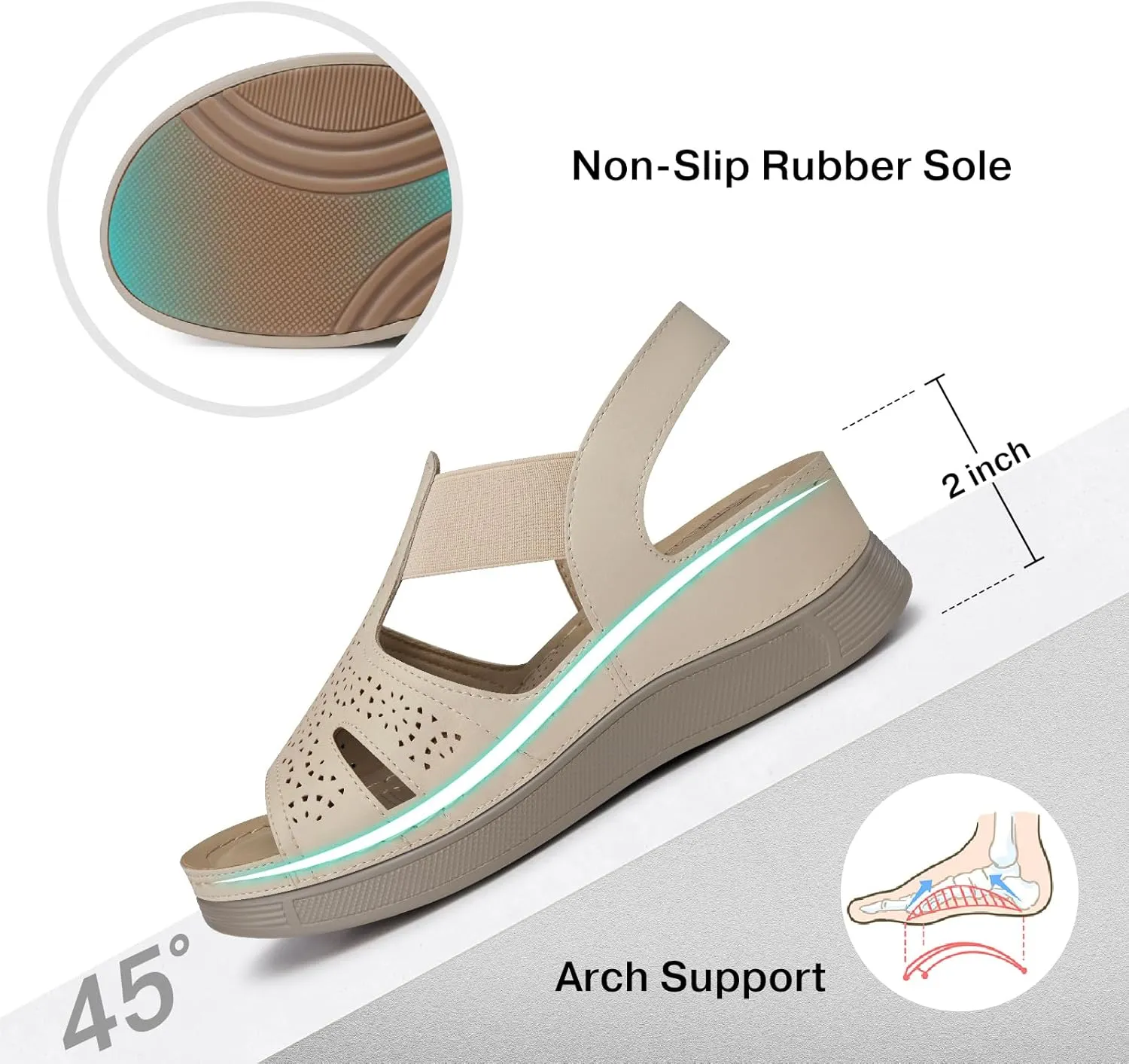 SHIBEVER Wedge Sandals Women Comfortable: Sandals for Women 2025 Dressy Summer Ankle Strap Open Toe Low Heel Platform Wedges Shoes