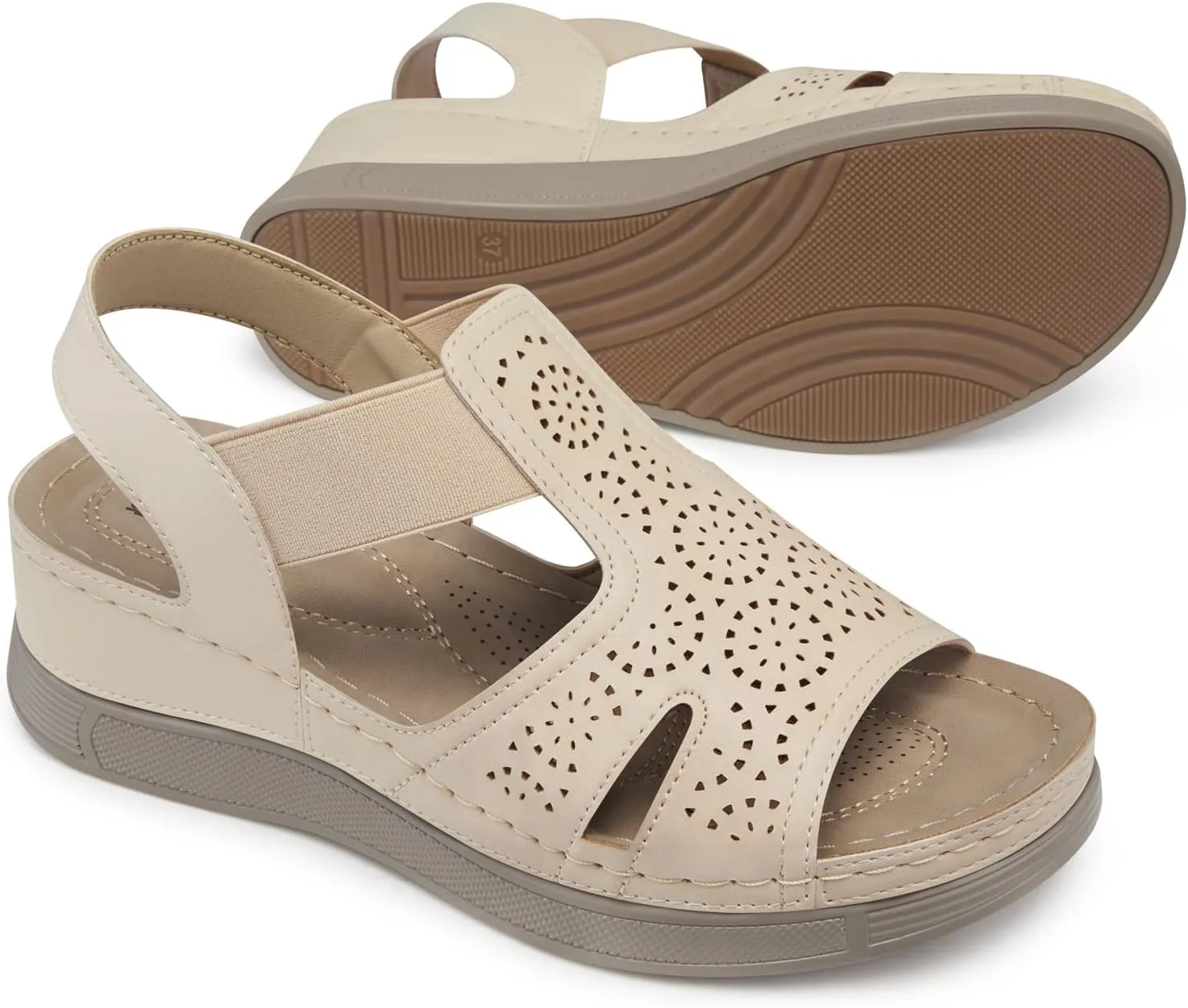 SHIBEVER Wedge Sandals Women Comfortable: Sandals for Women 2025 Dressy Summer Ankle Strap Open Toe Low Heel Platform Wedges Shoes