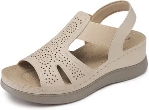 SHIBEVER Wedge Sandals Women Comfortable: Sandals for Women 2025 Dressy Summer Ankle Strap Open Toe Low Heel Platform Wedges Shoes
