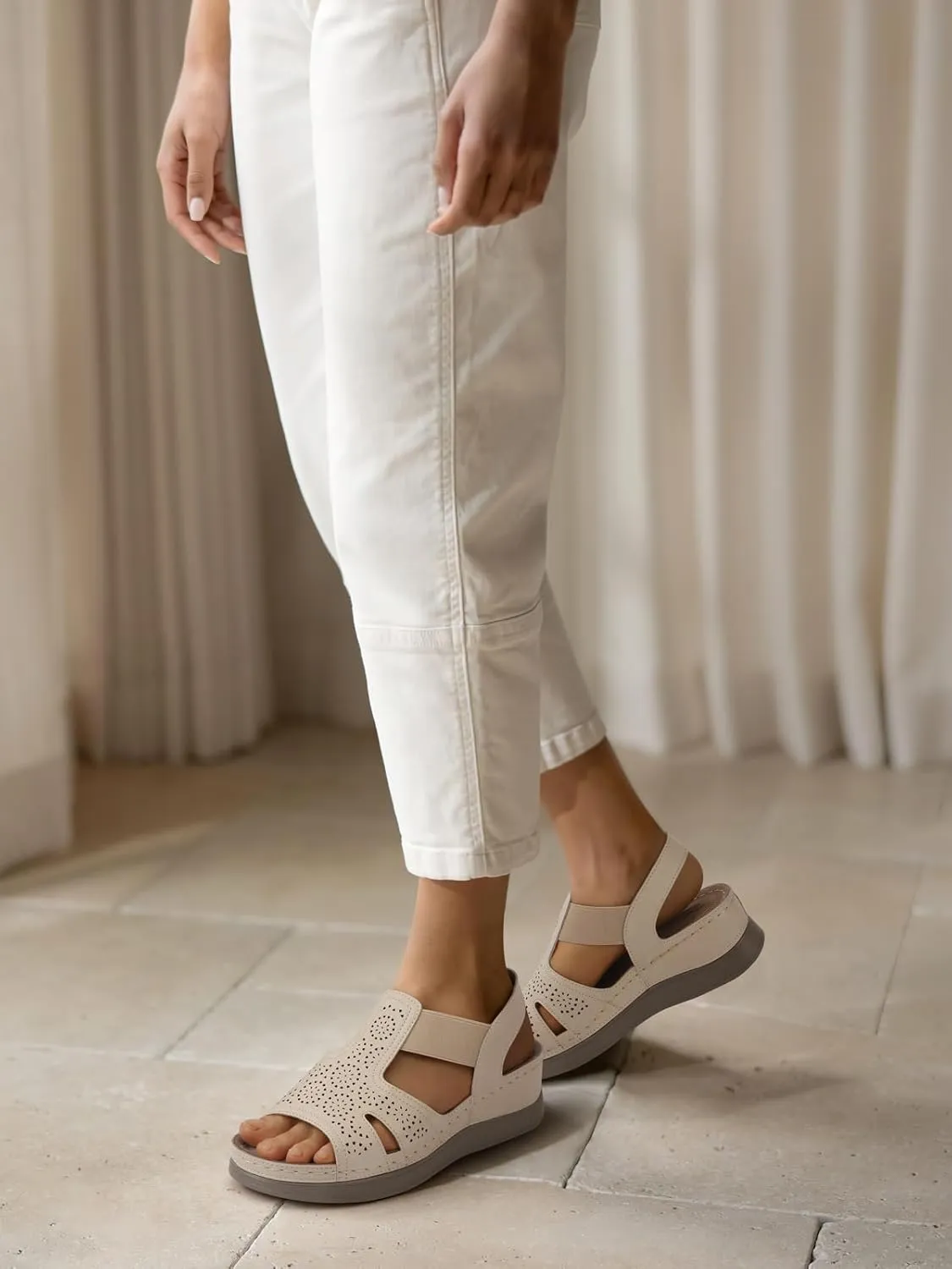 SHIBEVER Wedge Sandals Women Comfortable: Sandals for Women 2025 Dressy Summer Ankle Strap Open Toe Low Heel Platform Wedges Shoes