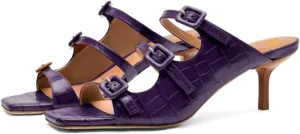 SHODENSE Women Kitten Heels Mules Square Open Toe Sandals Suede 2 Inch Mid Heels Slippers Buckle Strappy Patent Crocodile Mule Clogs Peep Toe Slip-Ons Comfortable Slides Shoes Dressy Fashion 4-11 M US