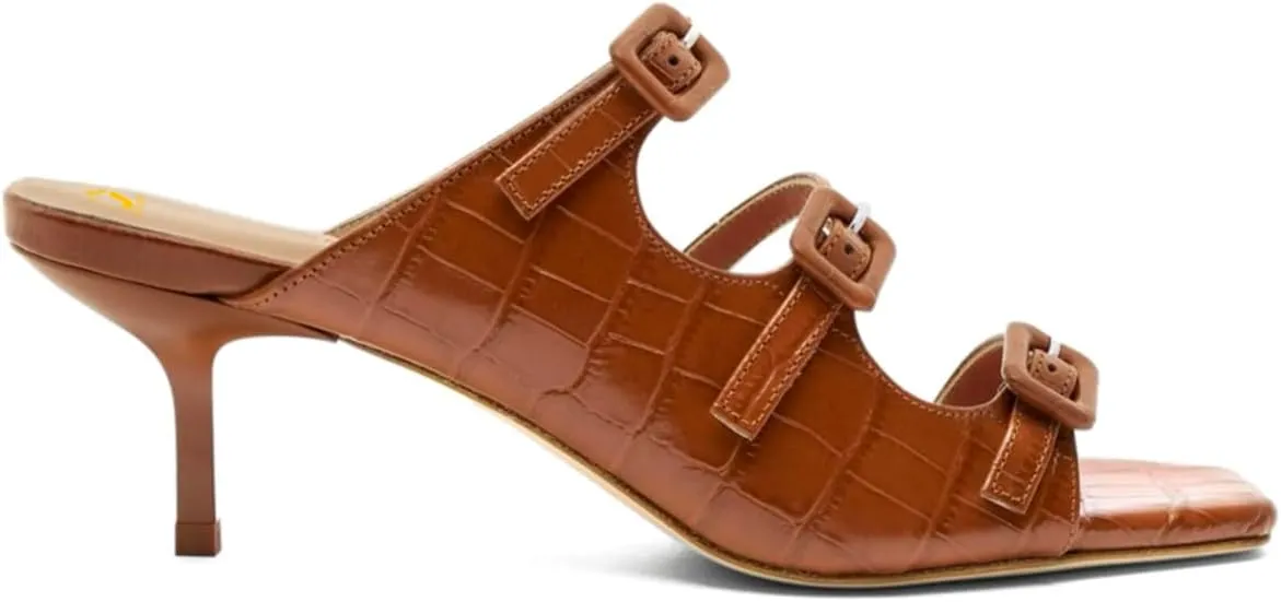 SHODENSE Women Kitten Heels Mules Square Open Toe Sandals Suede 2 Inch Mid Heels Slippers Buckle Strappy Patent Crocodile Mule Clogs Peep Toe Slip-Ons Comfortable Slides Shoes Dressy Fashion 4-11 M US