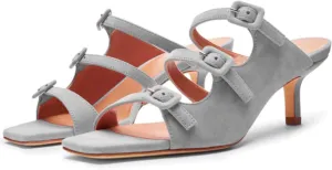 SHODENSE Women Kitten Heels Mules Square Open Toe Sandals Suede 2 Inch Mid Heels Slippers Buckle Strappy Patent Crocodile Mule Clogs Peep Toe Slip-Ons Comfortable Slides Shoes Dressy Fashion 4-11 M US