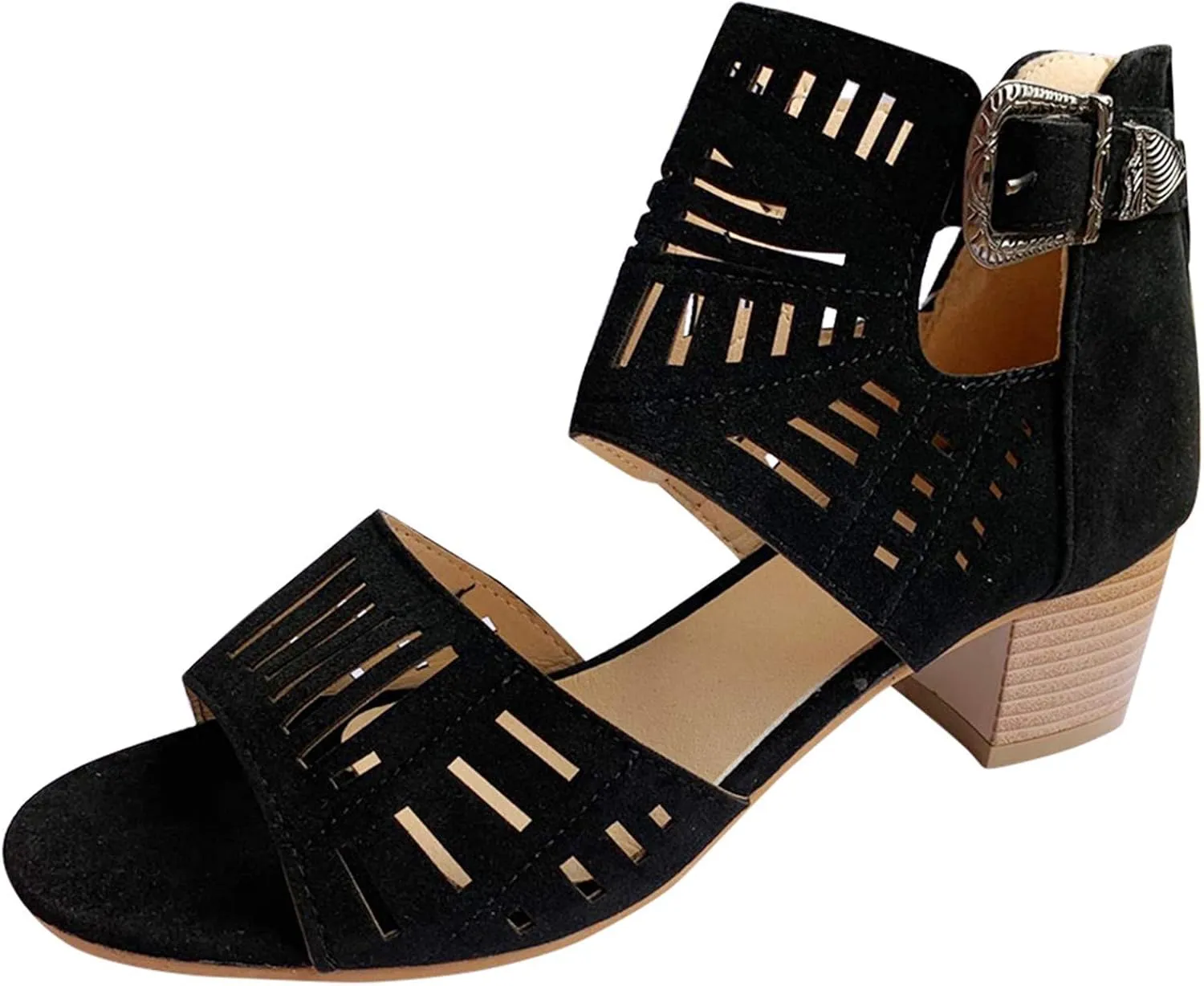 Shoes for Women Dressy, Womens Sandals Suede Peep Toe Ankle Booties Cut Out Stacked Block Heel Ankle Boots