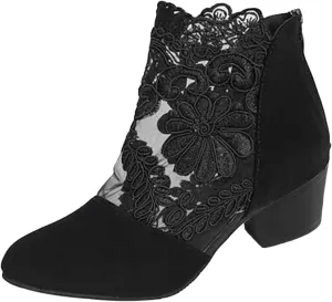 Shoes for Women Sandals, Womens Sandals Sexy Hollow Floral Lace Chunky High Heels Peep Toe Platform Boots