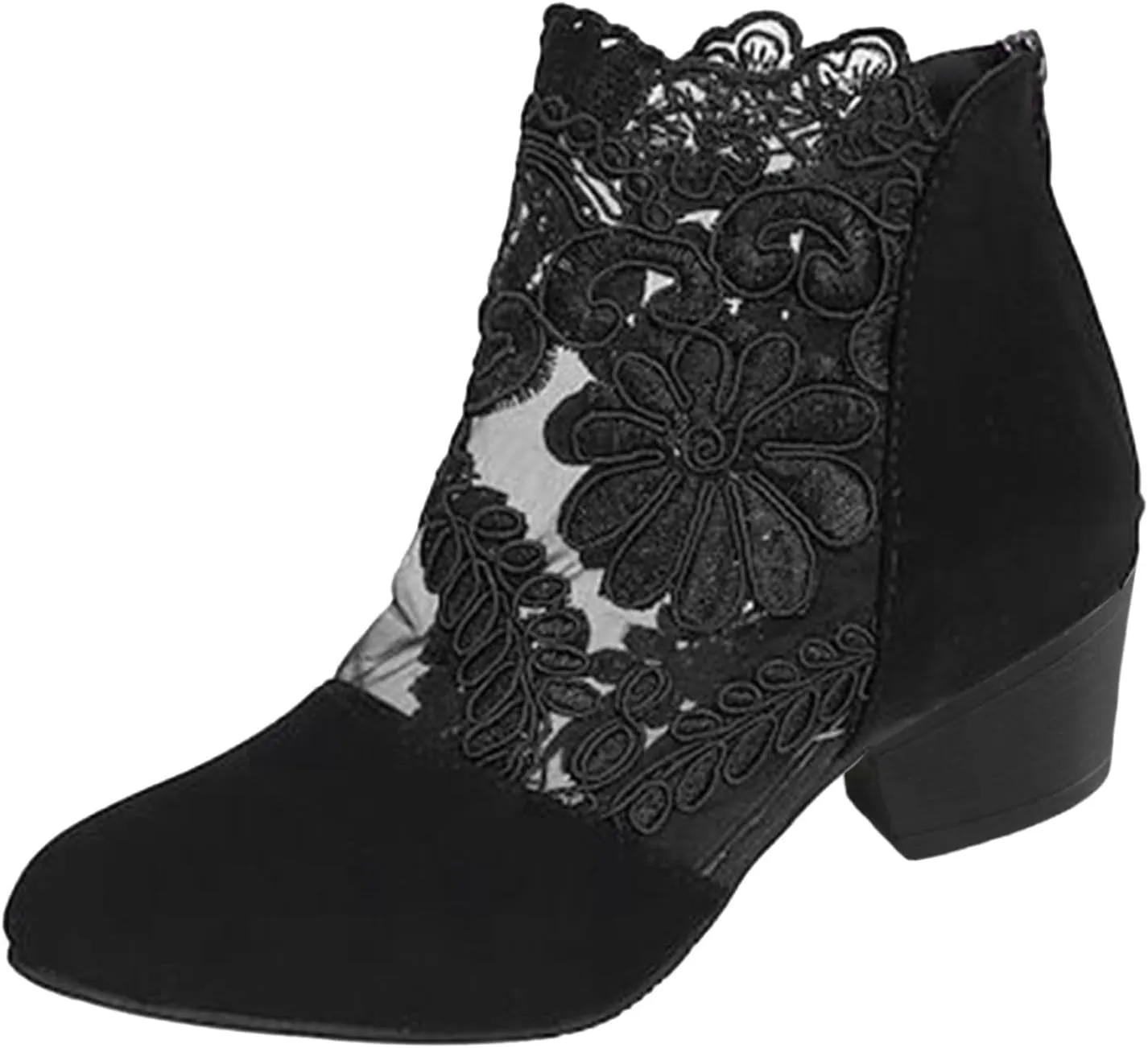Shoes for Women Sandals, Womens Sandals Sexy Hollow Floral Lace Chunky High Heels Peep Toe Platform Boots