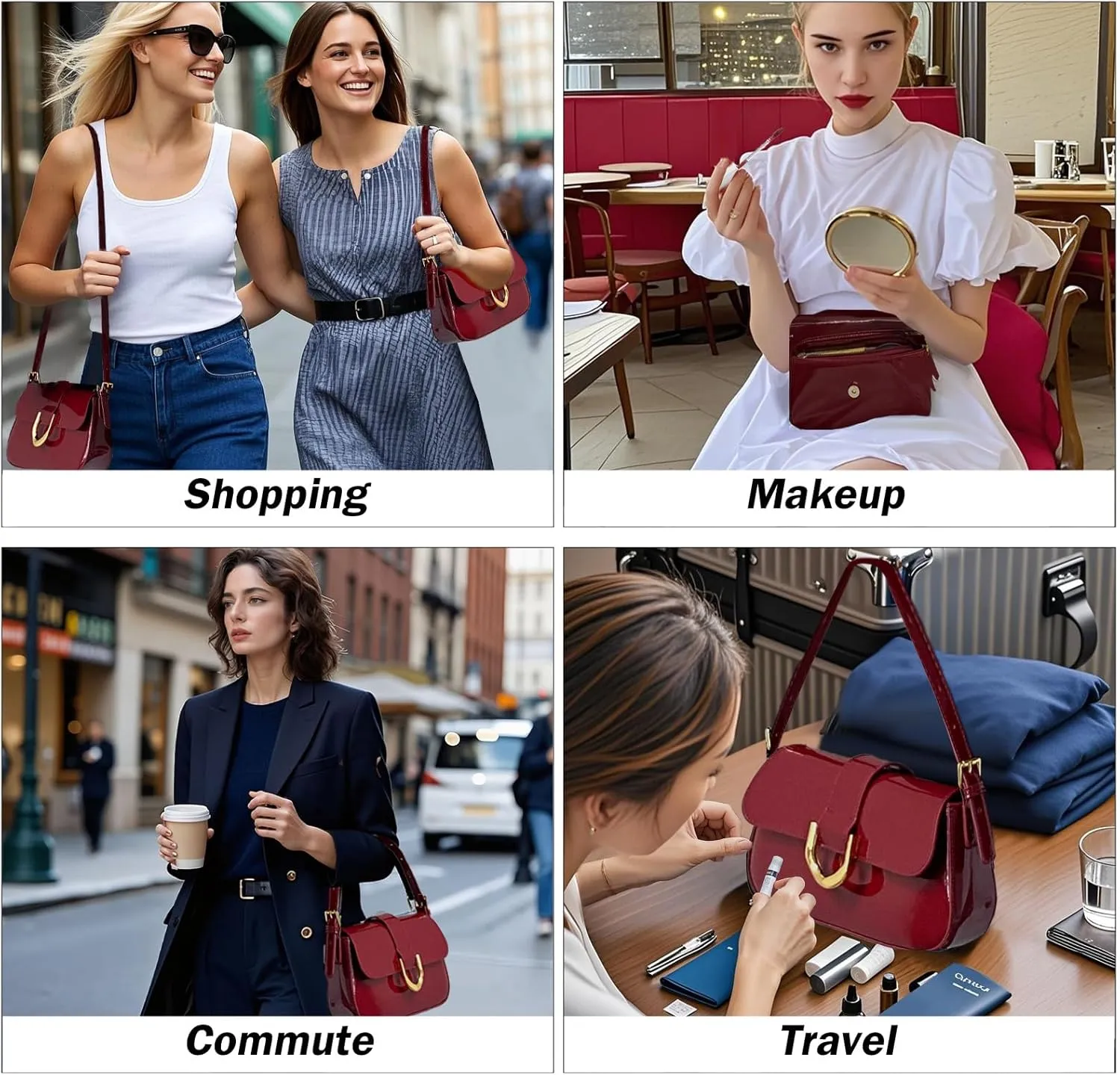 Shoulder Bag for Women, Small Purses Hobo Bags for Women, PU Leather Vintage Handbag with 2 Adjustable Shoulder Strap