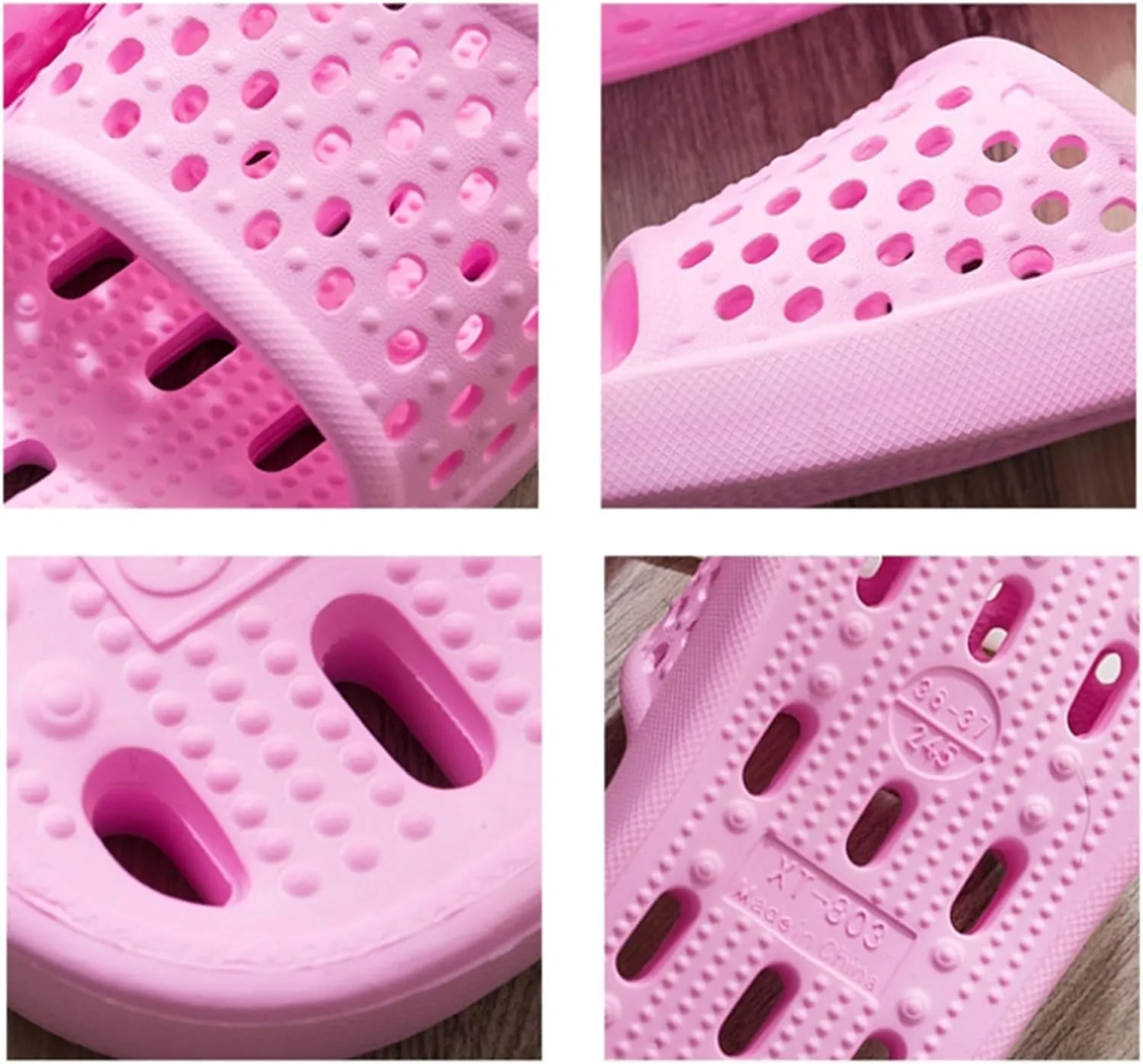 Shower Shoes for Women Men Massage Pool Slides with Comfortable Sole Quick Drying Beach Sandals Non Slip Summer Bathroom Indoor Houso Slippers with Drain Holes Durable Outdoor Walking Slipper