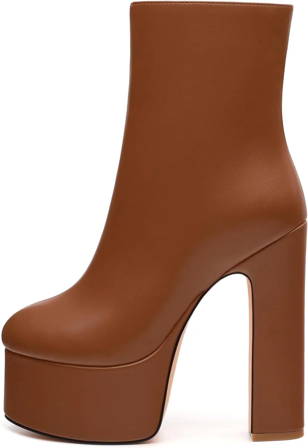 SHOWFOREST Platform Ankle Boots for Women Block High Heel Round Toe 5.9 Inch Short Booties Side Zipper Fashion Wedding Evening Party Fall Shoes