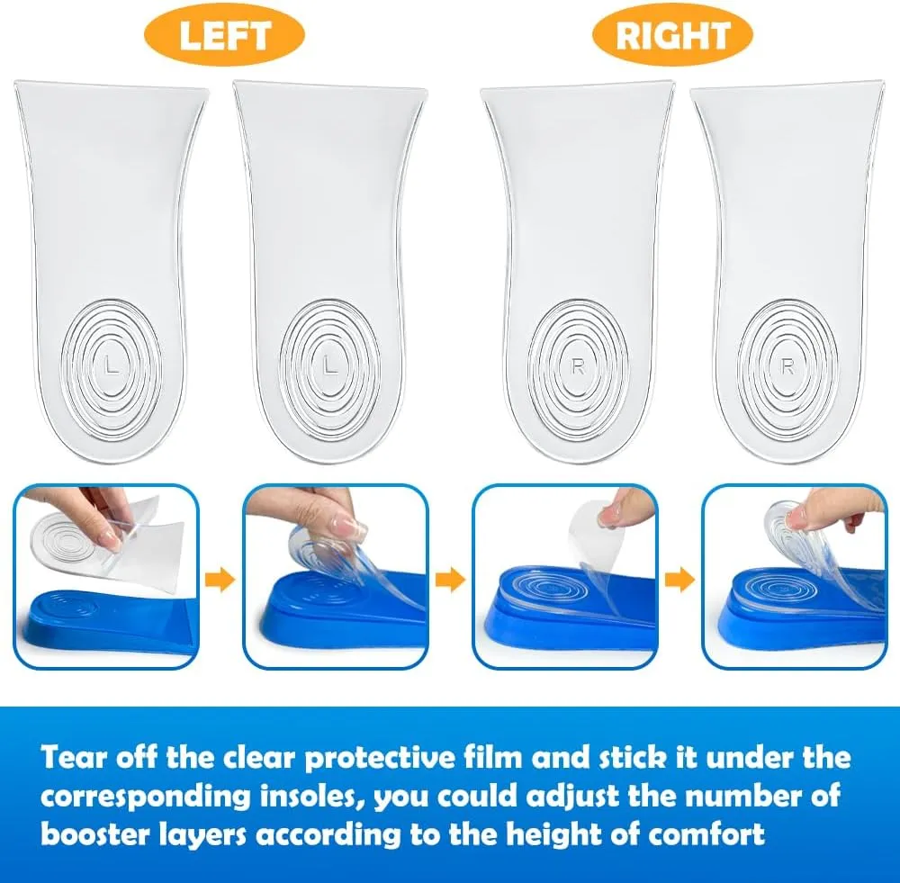Skyfoot 3 Layers Adjustable Height Increase Shoe Insoles for Height Boosting, 3/4 Length 1 Inch Up Comfy Heel Lifts Inserts (Blue, Women 5-9, Men 6-8)