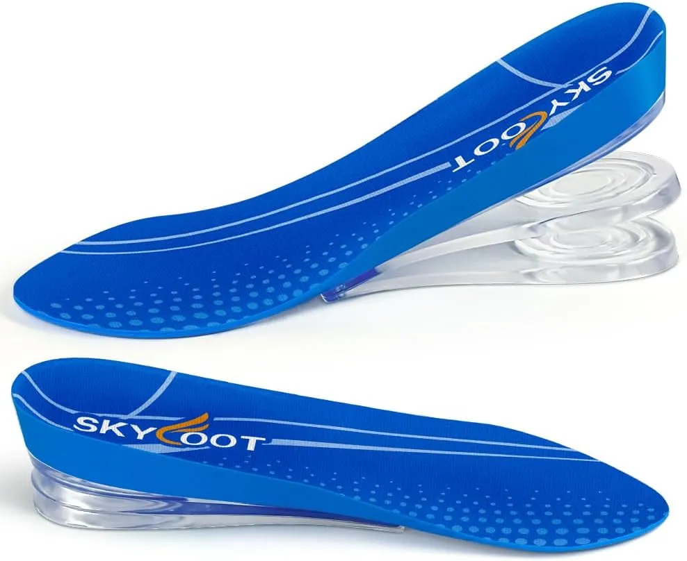Skyfoot 3 Layers Adjustable Height Increase Shoe Insoles for Height Boosting, 3/4 Length 1 Inch Up Comfy Heel Lifts Inserts (Blue, Women 5-9, Men 6-8)