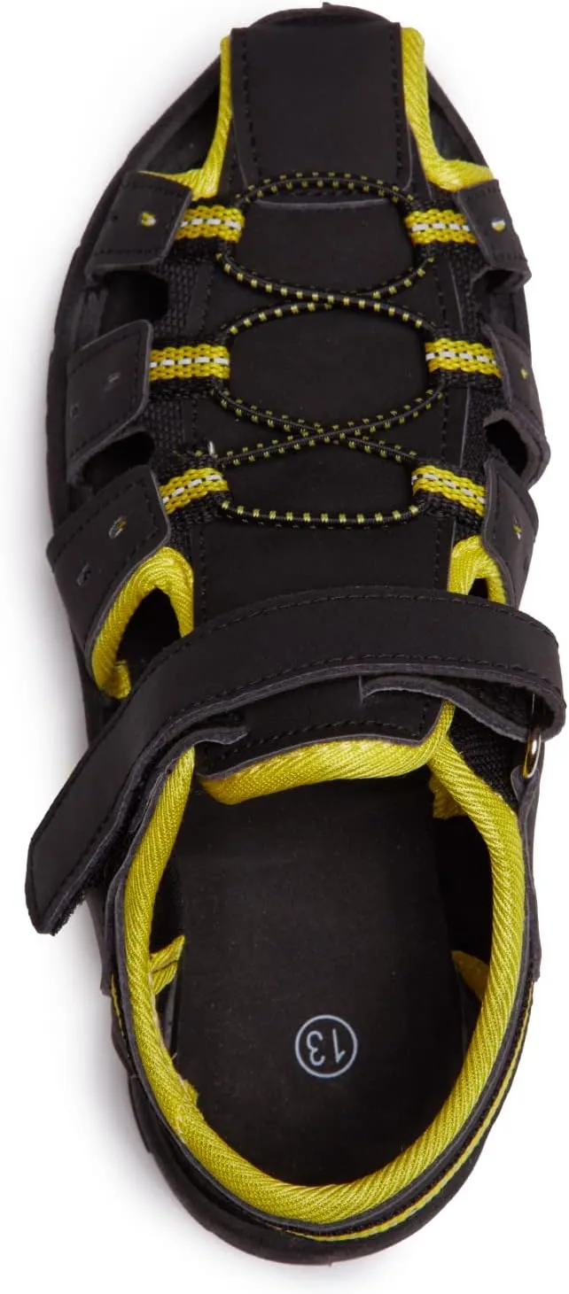 Skysole Boys Water Shoes, Rugged Closed Toe Back Strap Amphibian Sandals for Beach, Hiking & Outdoor Sports - Patterned/Solid