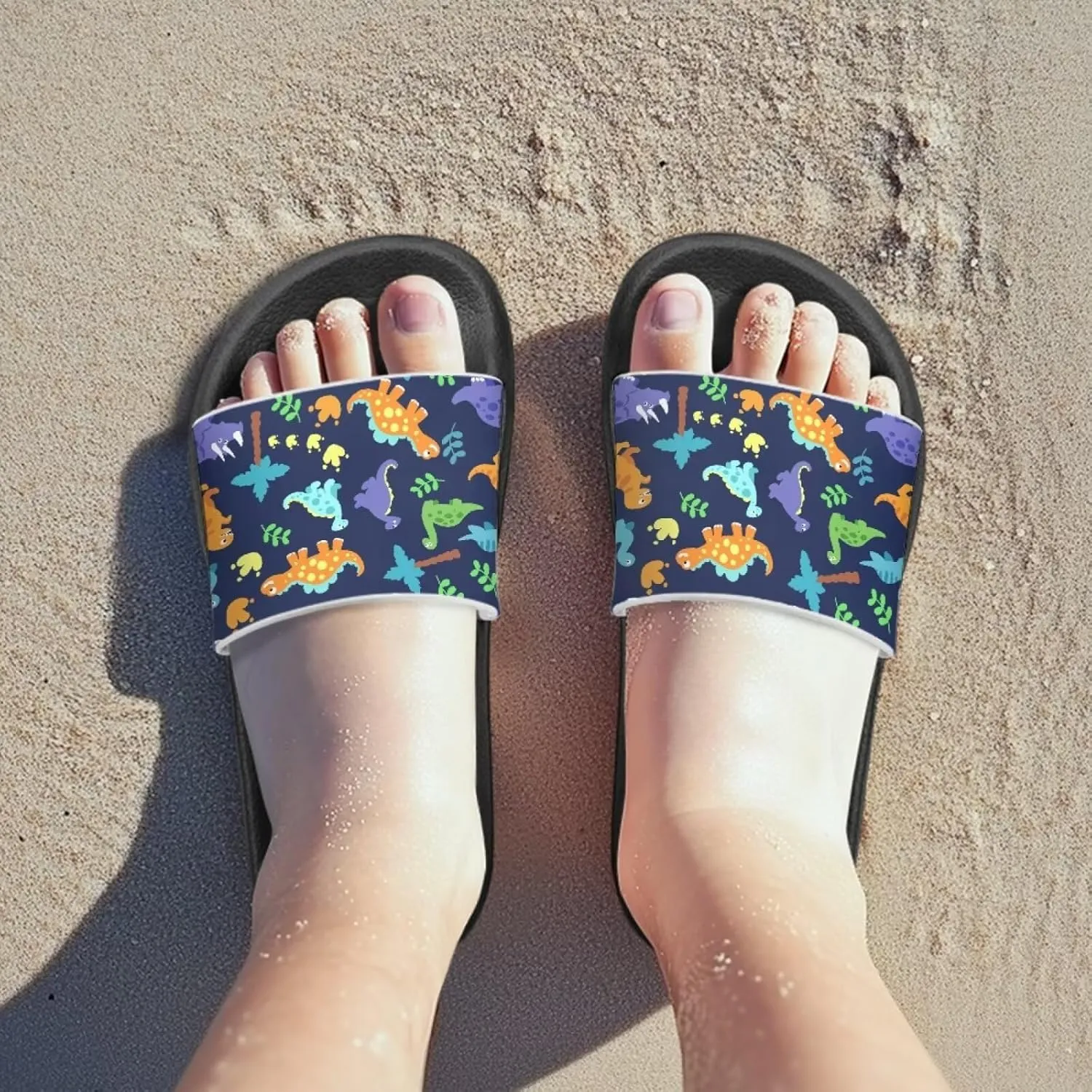 Slide Sandals Non-Slip Youth Pool Shower Shoes Open Toe Design Thick Sole Living Room Sandals