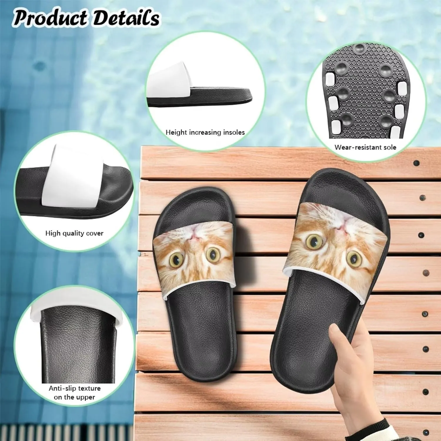 Slides for Girls - Comfortable Slip-On Kids Sandals, Slides for Indoor and Outdoor The Beach and Pool