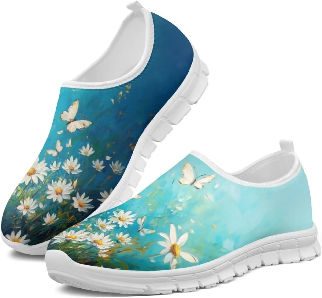 Slip On Walking Shoes for Women Knit Mesh Casual Shoes Non Slip Size 5-10.5