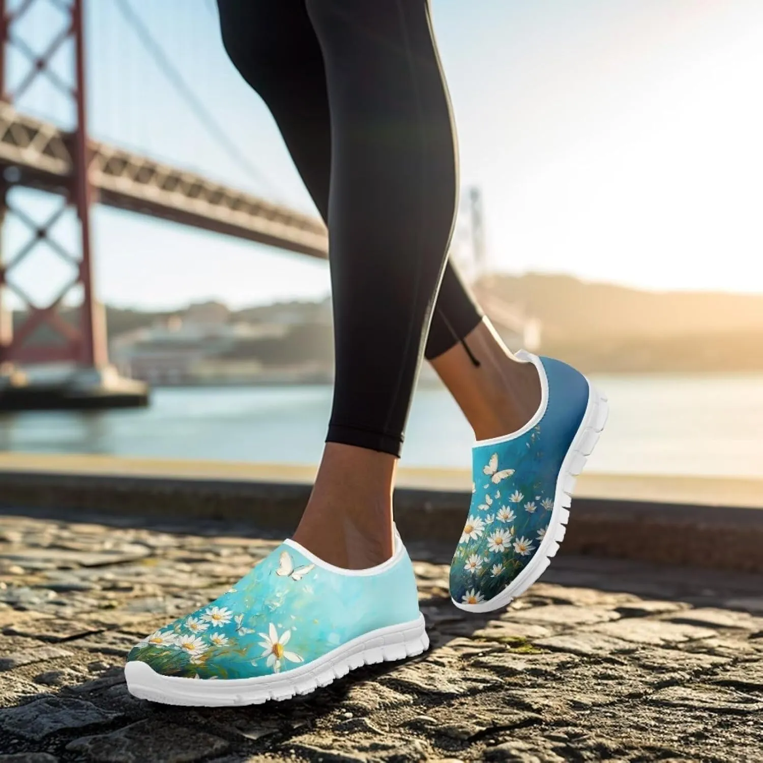 Slip On Walking Shoes for Women Knit Mesh Casual Shoes Non Slip Size 5-10.5