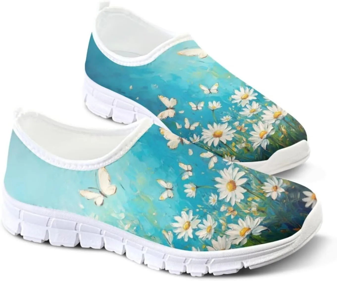 Slip On Walking Shoes for Women Knit Mesh Casual Shoes Non Slip Size 5-10.5
