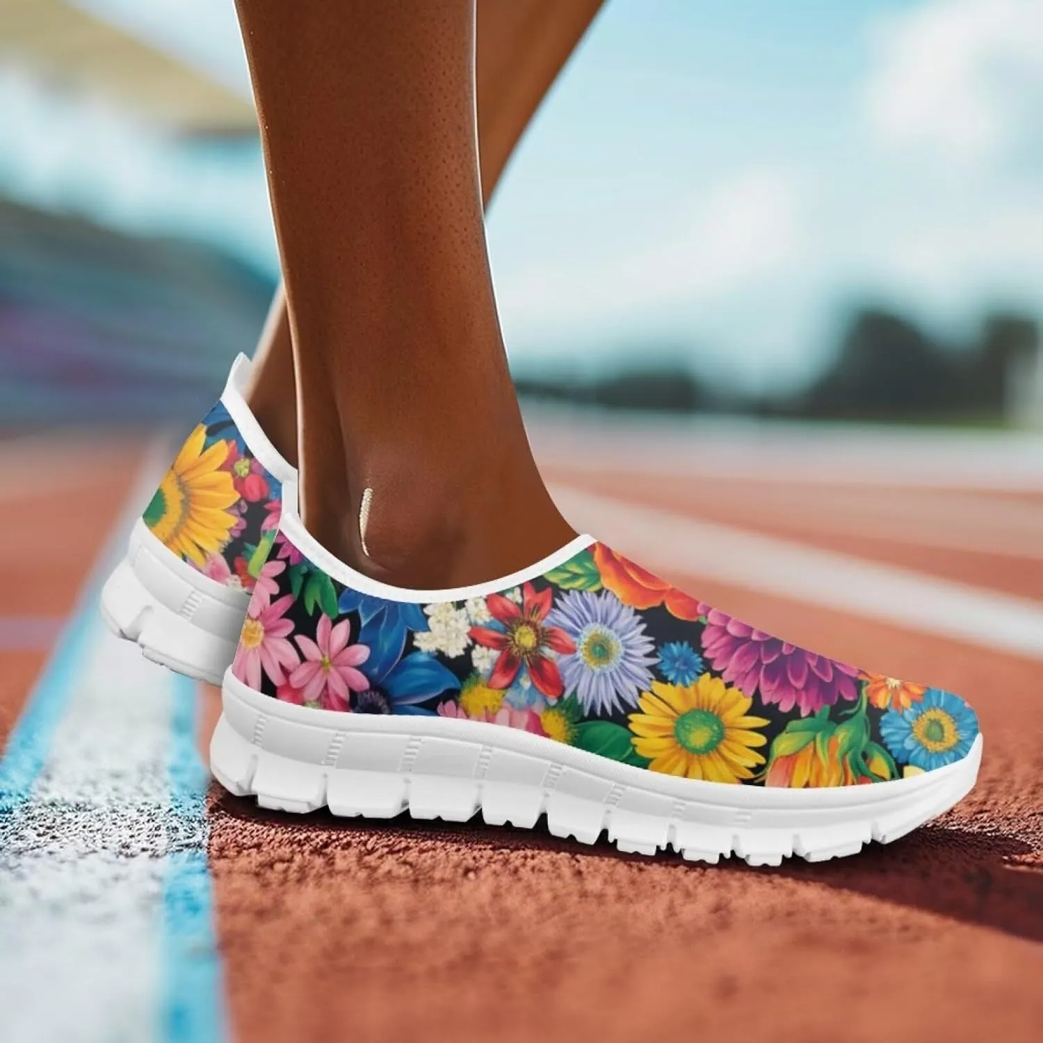 Slip On Walking Shoes for Women Knit Mesh Casual Shoes Non Slip Size 5-10.5