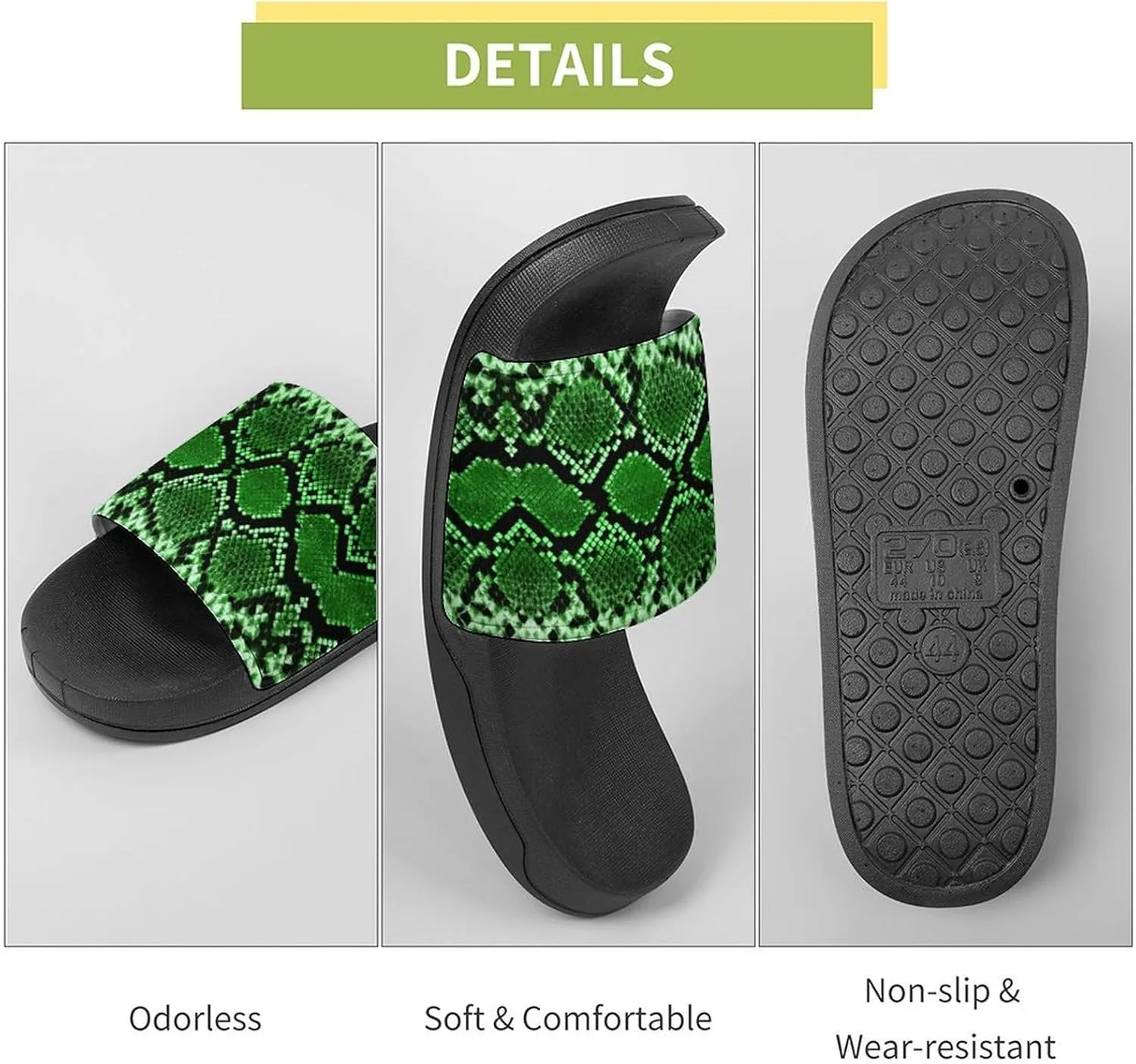 Snake Pattern Slides Men Home Sandal Women Non Slip Shower Open Toe Shoe Lightweight Casual Shoes Flat Slide Sandals