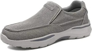 SNEKARMIN Men's Spring/Autumn Canvas Loafers - Comfortable Breathable Driving Shoes, Grey