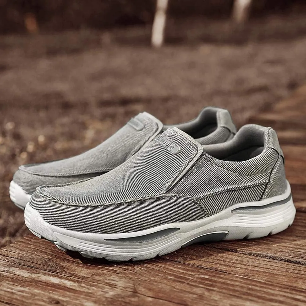 SNEKARMIN Men's Spring/Autumn Canvas Loafers - Comfortable Breathable Driving Shoes, Grey