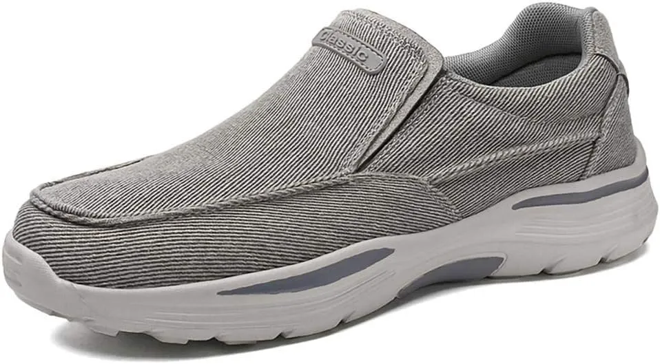 SNEKARMIN Men's Spring/Autumn Canvas Loafers - Comfortable Breathable Driving Shoes, Grey