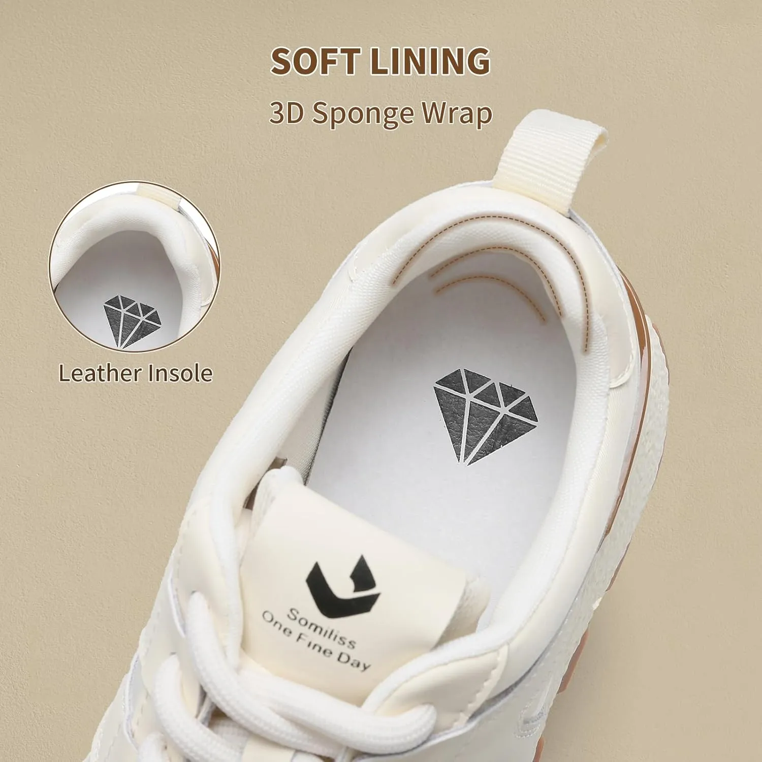 somiliss Sneakers for Women Genuine Leather Breathable Upper Patchwork Casual Non-Slip Walking Shoes Comfortable Tennis Running Shoes Womens Fashion Sneakers