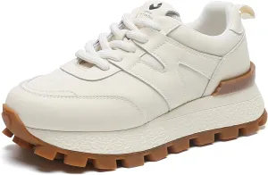 somiliss Sneakers for Women Genuine Leather Breathable Upper Patchwork Casual Non-Slip Walking Shoes Comfortable Tennis Running Shoes Womens Fashion Sneakers