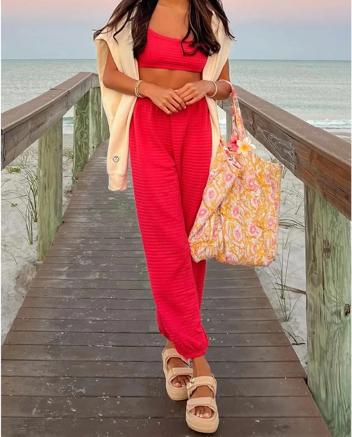 SOVANYOU Raffia Platform Wedge Sandals for Women Comfortable Summer Beach Sandals Open Toe Slingback Platform Sandals with Adjustable Double Buckle