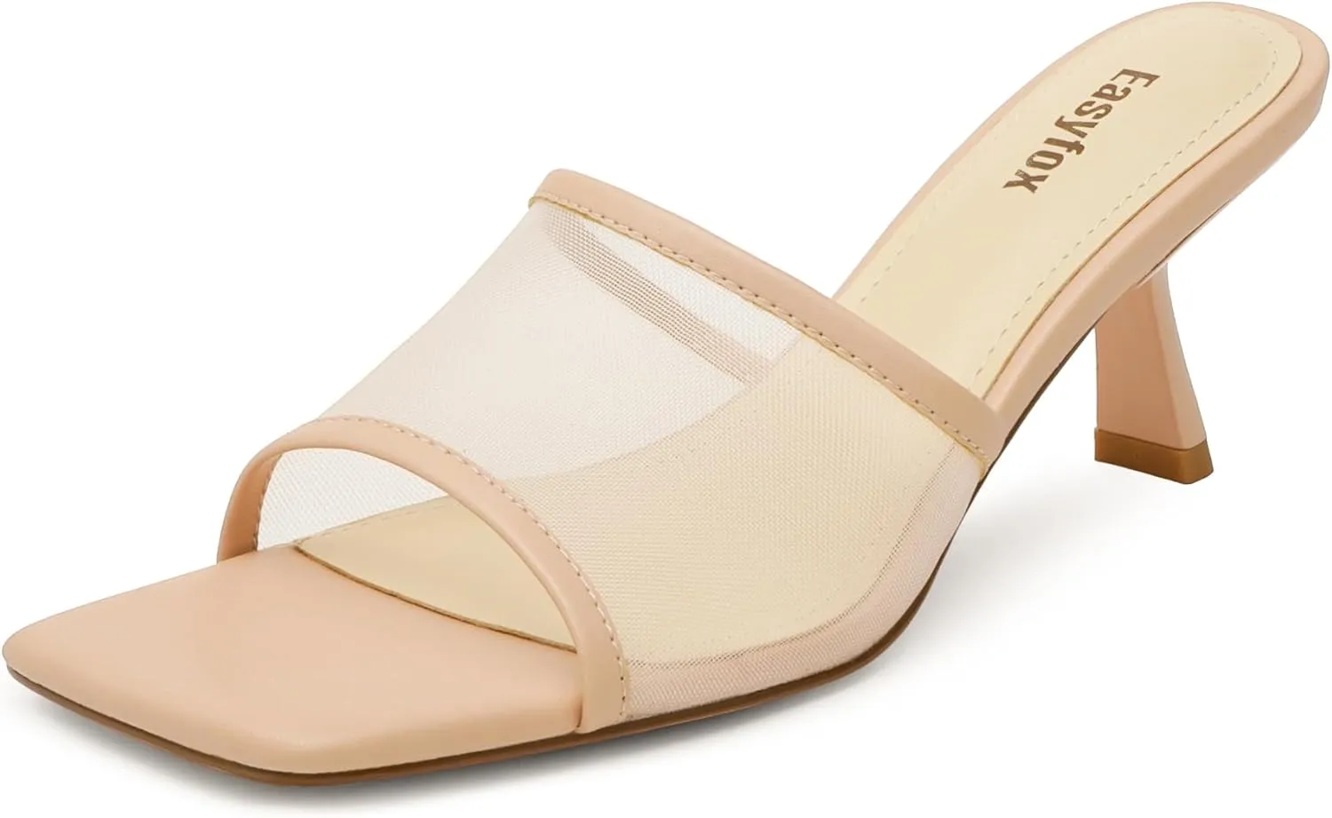 Square Toe Heeled Sandals Women Slip on Open Toe Mules for Women