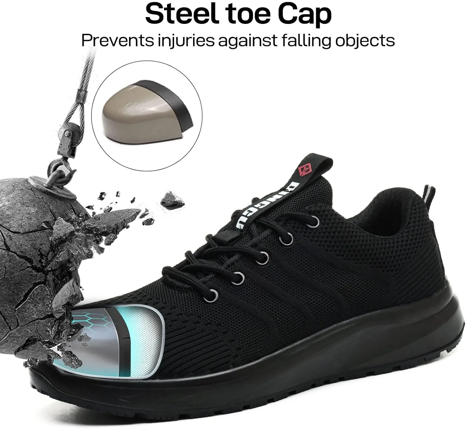 Steel Toe Shoes for Men Woman Non Slip Work Shoes,Comfortable Men's Work & Safety Footwear Lightweight Composite Toe Sneakers