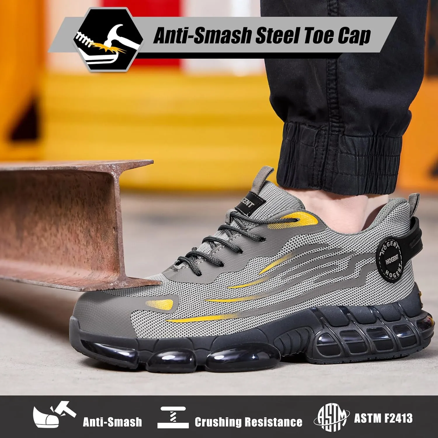 Steel Toe Shoes for Men Women Composite Toe Work Sneakers Indestructible Safety Tennis Shoes Lightweight Breathable Construction Sneakers Puncture Proof Air Cushion Ergonomic Design