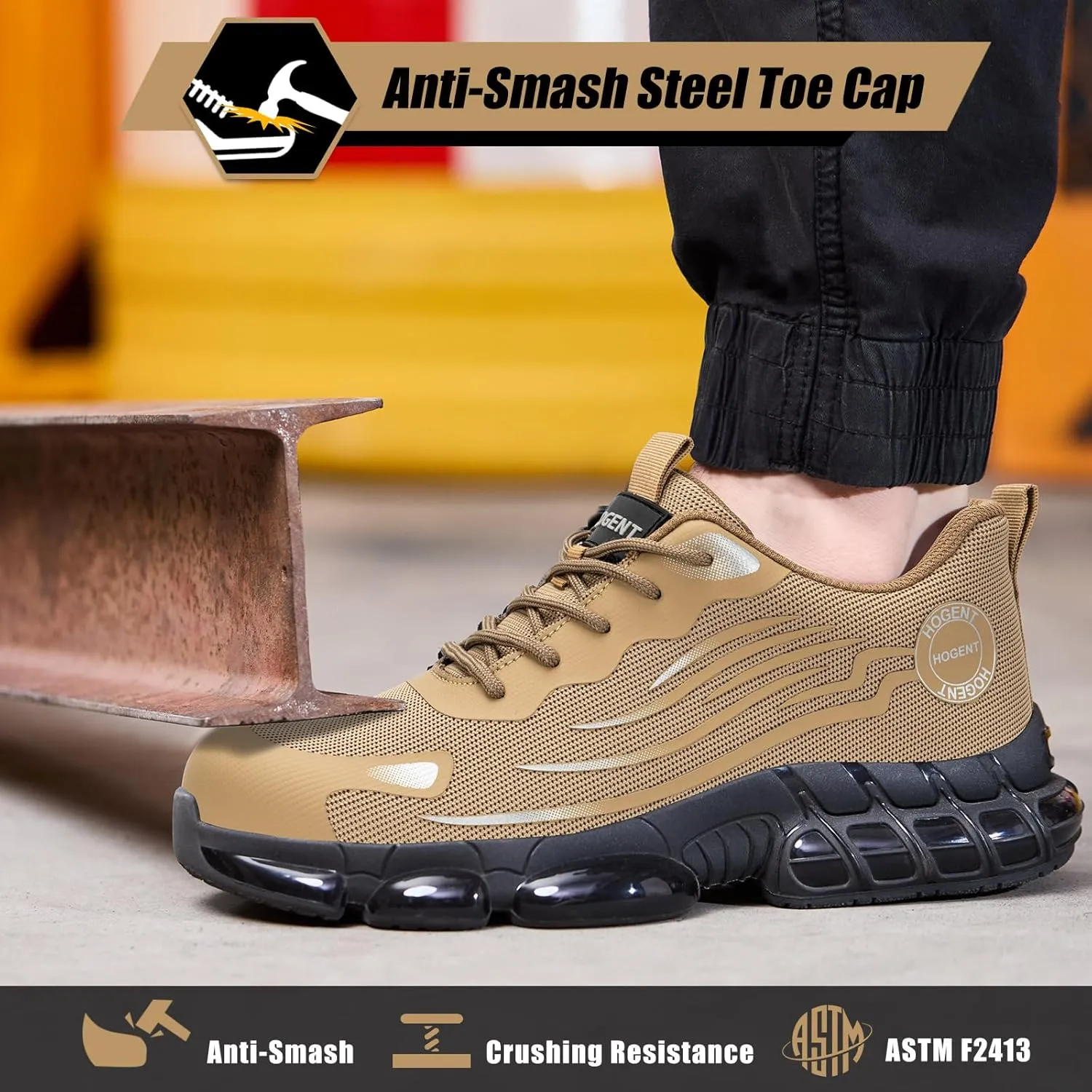 Steel Toe Shoes for Men Women Composite Toe Work Sneakers Indestructible Safety Tennis Shoes Lightweight Breathable Construction Sneakers Puncture Proof Air Cushion Ergonomic Design