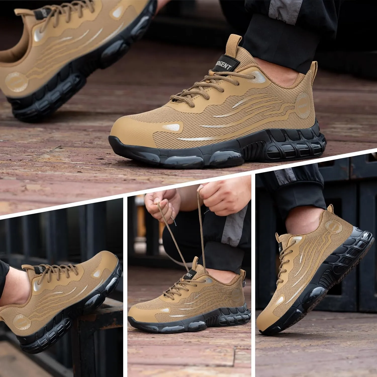 Steel Toe Shoes for Men Women Composite Toe Work Sneakers Indestructible Safety Tennis Shoes Lightweight Breathable Construction Sneakers Puncture Proof Air Cushion Ergonomic Design
